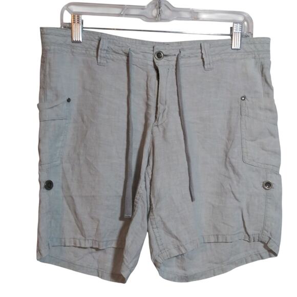 Horny Toad 100% Linen Lithe Shorts Gray Green Outdoor Hiking Size 6 - Picture 1 of 8
